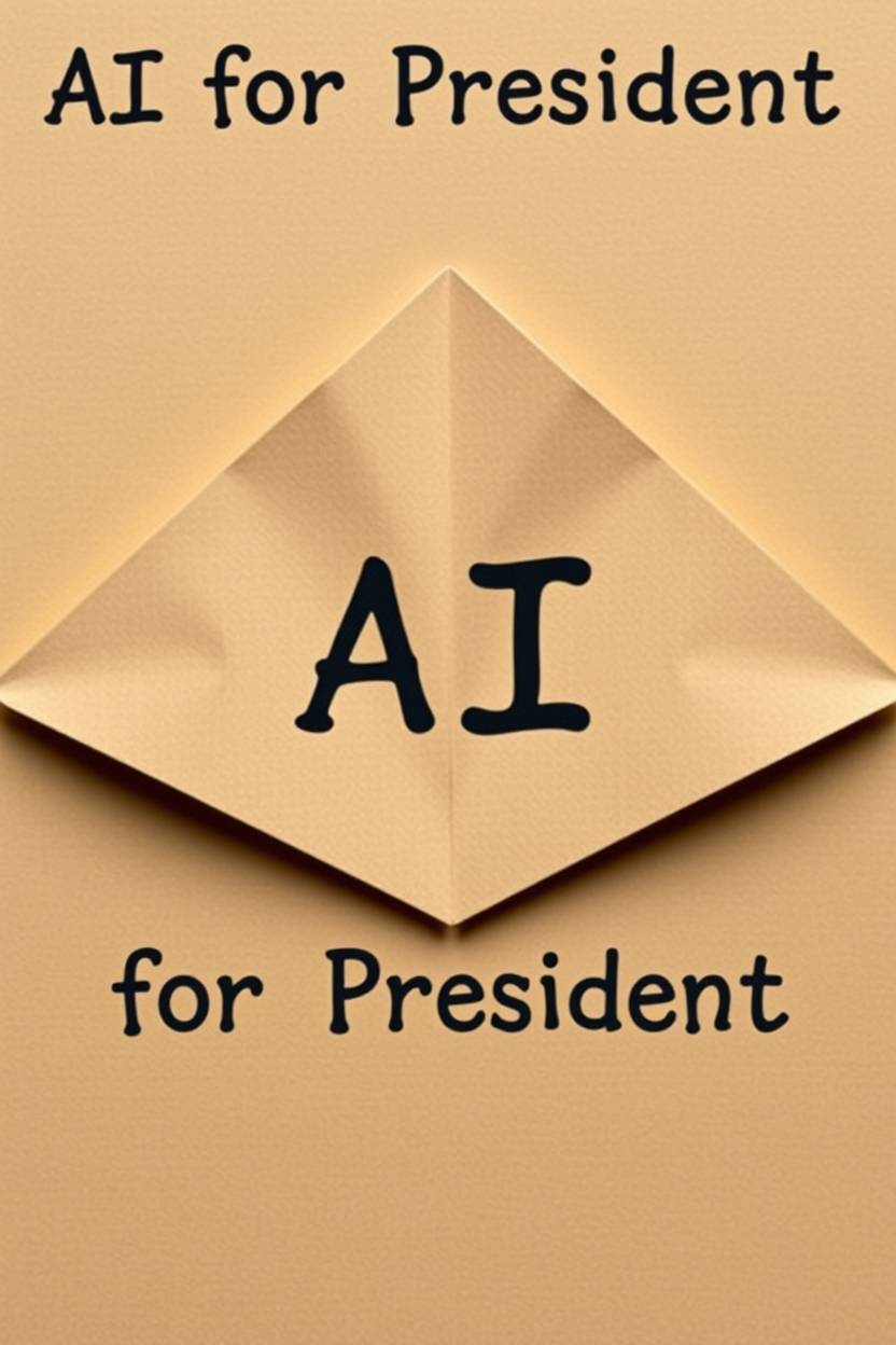 Tee design: beige origami reading AI for President