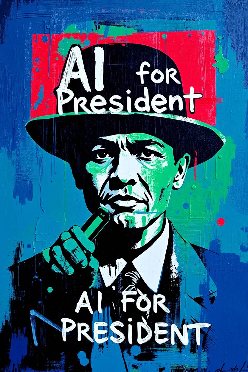 Tee design: pop-art portrait, AI for President