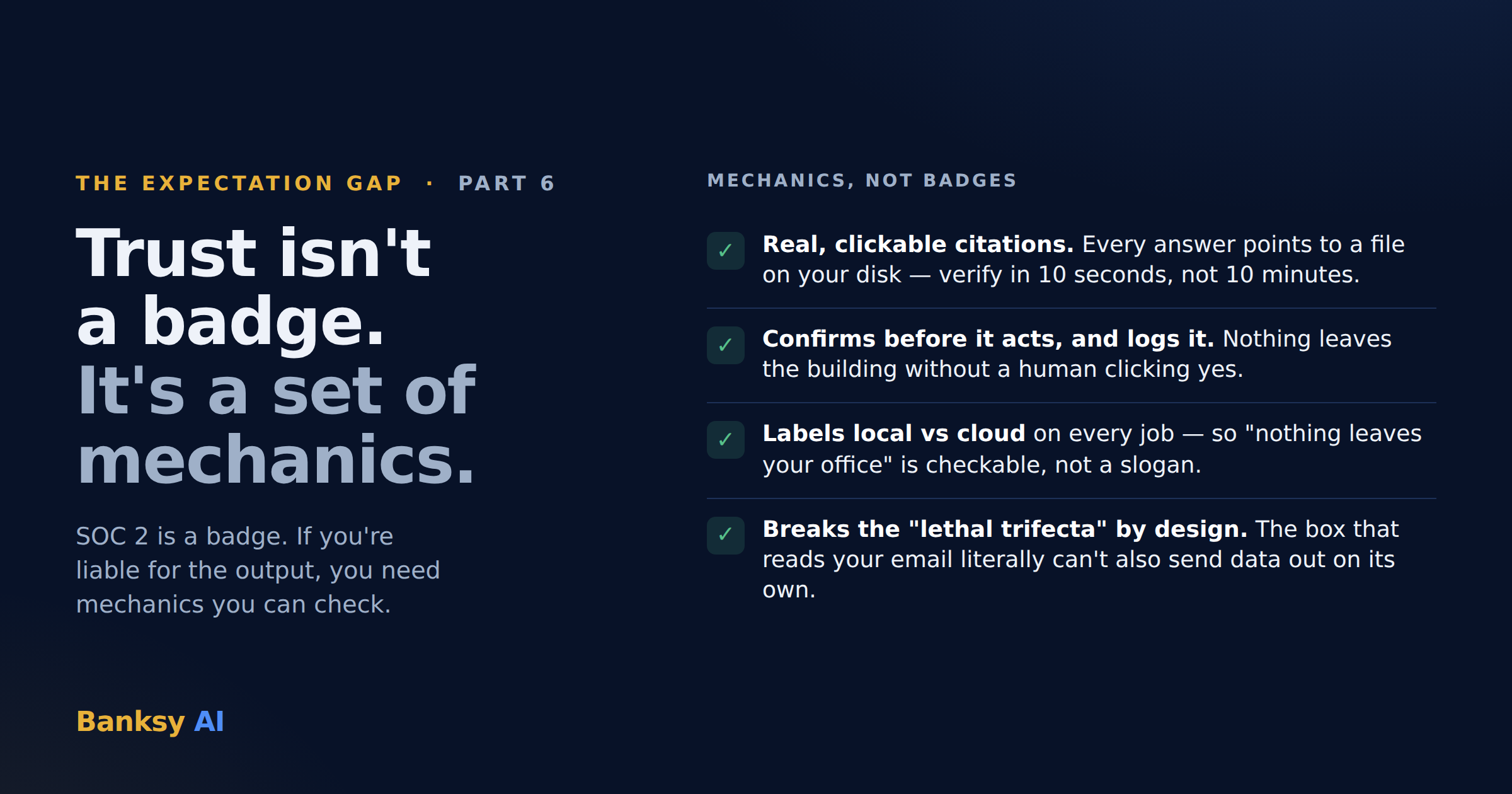 Trust isn't a badge. It's a set of mechanics.